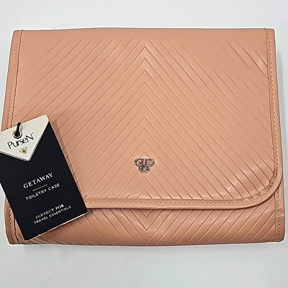 PurseN Getaway Hanging Toiletry Case with Pouch in Petal Rose Color